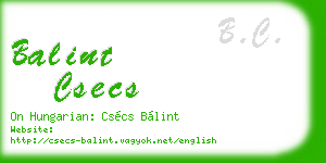 balint csecs business card